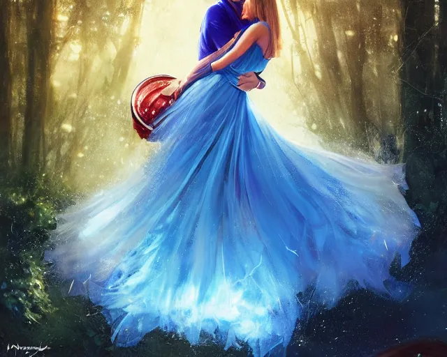 Prompt: opened eyes, caddy hugging a tree ; shiny blue hood ruffled like a prom dress, radiator sighing like a lover, sweet aromas antifreeze, gasoline danced to rhythmic tinks and pops car as it settled into its arboreal embrace, by wlop, artgerm, greg rutkowski, volumetric lighting, movie poster by pixar, disney