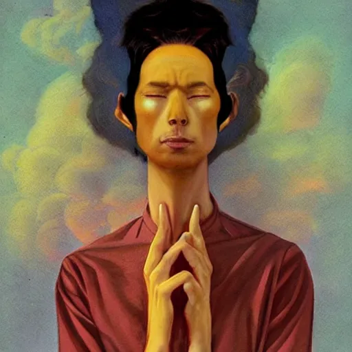 Image similar to a powerful psychic man emitting psychic powers, by tran nguyen,