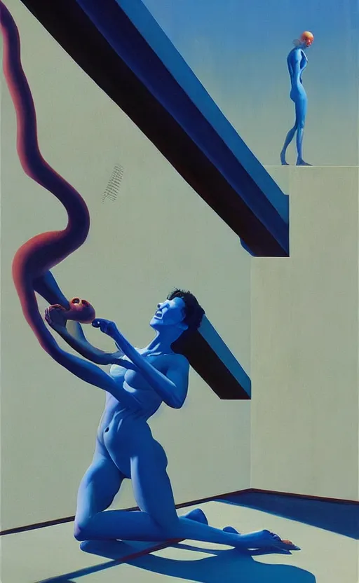 Image similar to Daydream In Blue ,very coherent, painted by Edward Hopper, Wayne Barlowe, painted by James Gilleard, airbrush, art by JamesJean
