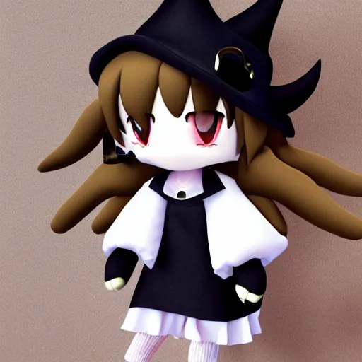 Prompt: cute fumo plush of a sheep girl with horns, anime girl, witch, vray