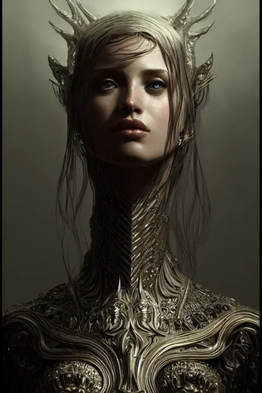 Image similar to The perfect human model posing, accurate details, detailed face, fantasy, dramatic, intricate, elegant, highly detailed, digital painting, artstation, concept art, smooth, sharp focus, illustration, art by Gustave Dore, octane render