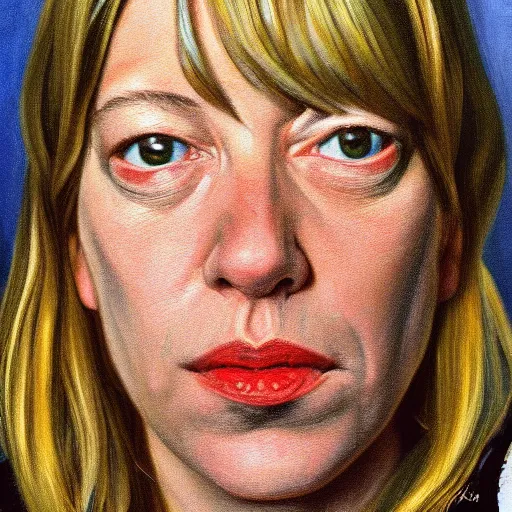 Prompt: high quality high detail painting by lucian freud, hd, portrait of kim gordon, photorealistic lighting