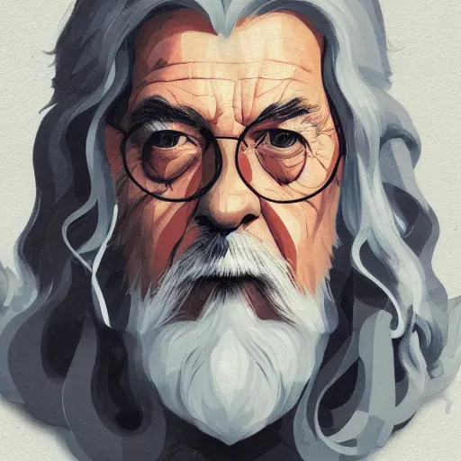 Prompt: Gandalf the Grey profile picture by Sachin Teng, asymmetrical, Organic Painting , Matte Painting, geometric shapes, hard edges, graffiti, street art:2 by Sachin Teng:4