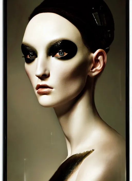 Image similar to close - up portrait of beautyful female android steampunk by paolo roversi,