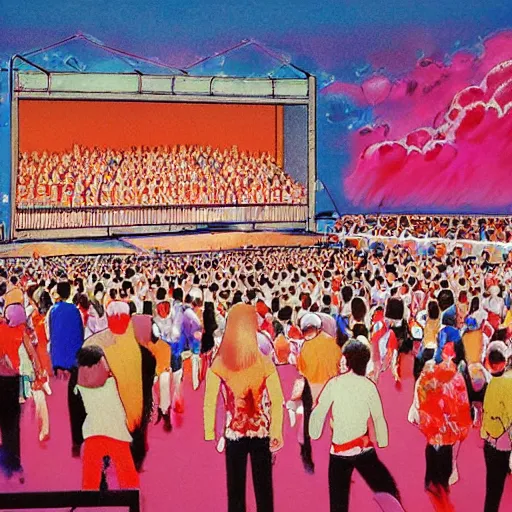 Image similar to japan 1 9 8 0 pop concert, focus on stage, artwork by steve henderson