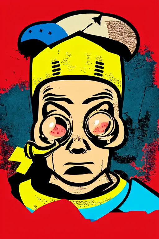 Image similar to fallout 7 6 retro futurist illustration art by butcher billy, sticker, colorful, illustration, highly detailed, simple, smooth and clean vector curves, no jagged lines, vector art, smooth andy warhol style