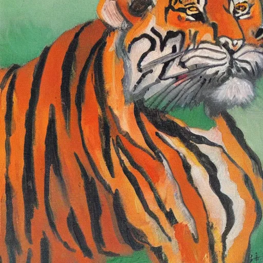 Image similar to a painting of roaring tiger by irma stern