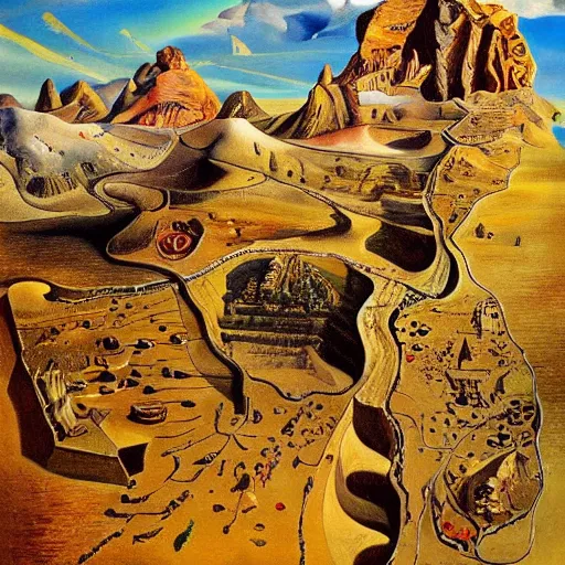 Image similar to kurdistan painted by salvador dali, highly detailed, insanely intricate, award winning art, trending on artstation