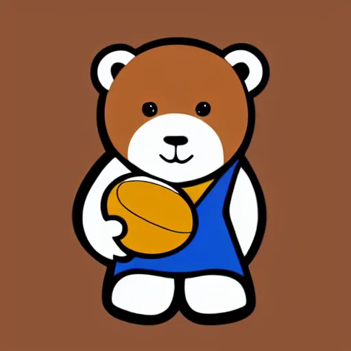 Image similar to A team mascot bear holding a rugby ball, vector