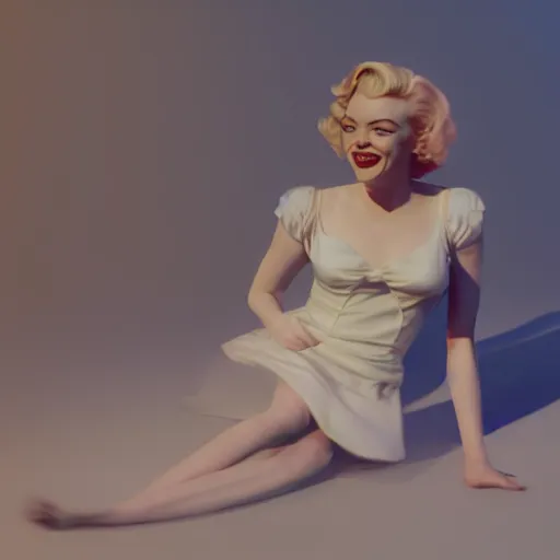 Prompt: Emma Stone as Marilyn Monroe, hyper realistic, octane render, 8k, high quality