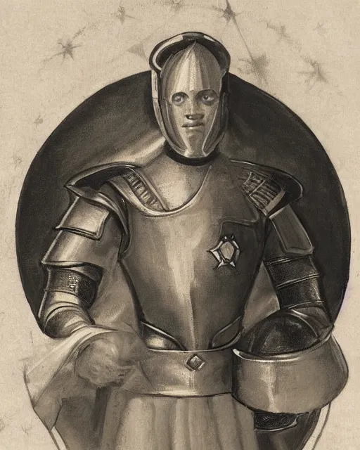 Image similar to a knight of the round table in starfleet uniform, by agnolo bronzino