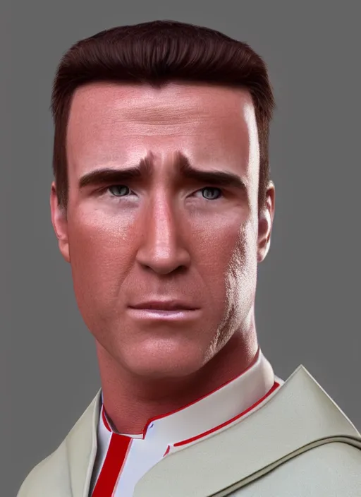 Image similar to billy herrington priest, 4 k, real life photo, photorealistic, high details, detailed face, priest uniform