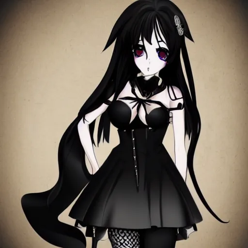 Image similar to anime style goth woman