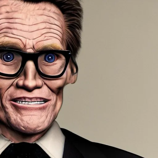 Image similar to hyperrealistic portrait of jim carrey as larry king, looking old and decrepit and dressed like an old gay man