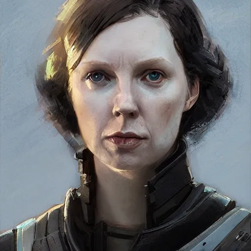 Image similar to portrait of a woman by greg rutkowski, she looks like gwendoline christie, wearing the tactical gear of the corellian confederation, star wars expanded universe, he is about 3 0 years old, highly detailed portrait, digital painting, artstation, concept art, smooth, sharp foccus ilustration, artstation hq