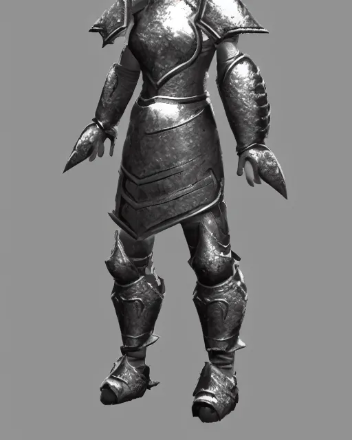Prompt: fantasy warrior in simple armor, silver with gold trim, extremely clean, uncluttered, few thousand polygons, trending on artstation,