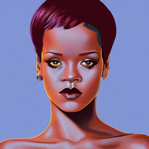 Image similar to “ rihanna retro minimalist portrait by jean giraud, art of moebius, sharp, smooth face, comic, 8 k ”