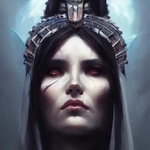 Image similar to a beautiful portrait of death goddess by Greg Rutkowski and Raymond Swanland, Trending on Artstation, ultra realistic digital art