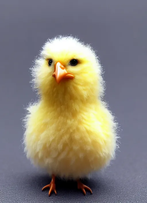 Prompt: 80mm resin detailed miniature of fluffy chick, Product Introduction Photos, 4K, Full body, simple background