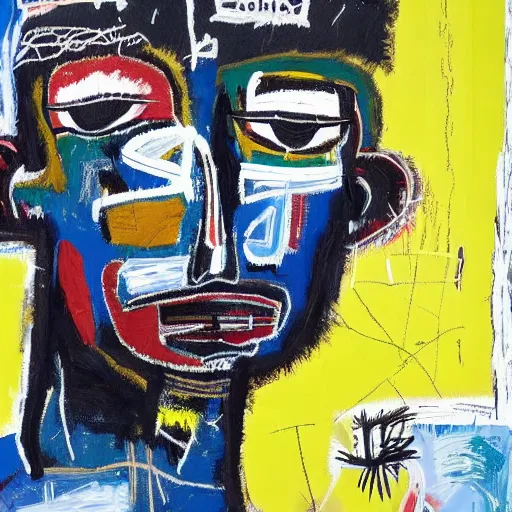 Image similar to A extremely highly detailed majestic hi-res beautiful immaculate head and shoulders painting of a strong black african man by Jean-Michel Basquiat, 8k, high textures, hyper sharp, insanely detailed and intricate, super detailed, 4k HDR high quality