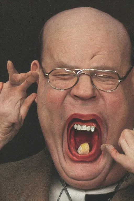 Prompt: George Costanza screaming in the style of Francis Bacon's screaming popes