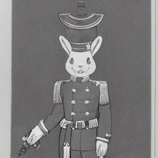 Image similar to an illustration from a book showing a rabbit wearing an Imperial Russian Officer's uniform