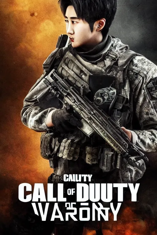 Image similar to cai xukun in call of duty warzone, poster, detailed