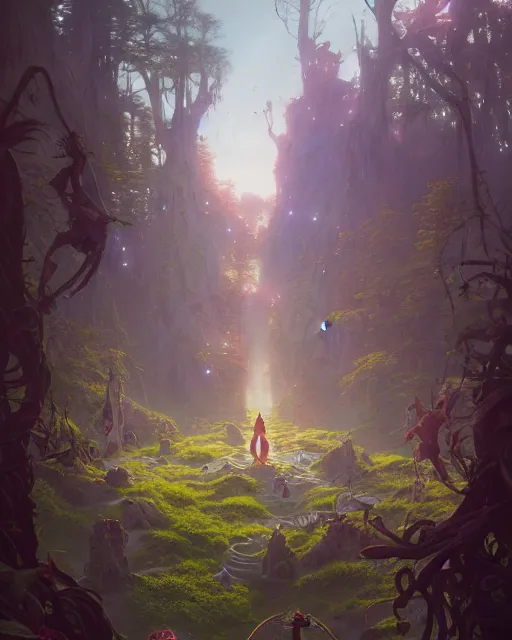 Image similar to highly detailed surreal vfx portrait of a happy orcs in a fairytale world, stephen bliss, unreal engine, greg rutkowski, loish, rhads, beeple, makoto shinkai and lois van baarle, ilya kuvshinov, rossdraws, tom bagshaw, alphonse mucha, global illumination, detailed and intricate environment