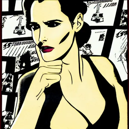 Image similar to eva green as high tech spy, art by jim steranko