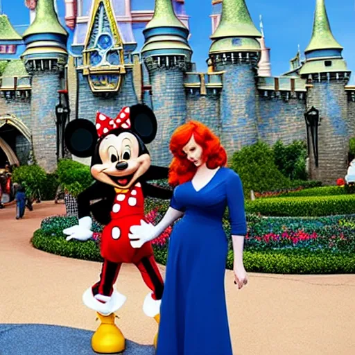 Image similar to christina hendricks in disney land,