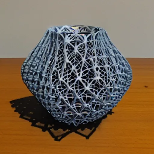 Prompt: 3d printed hexa vase, Voronoi, parametric design