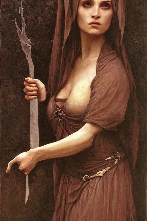 Image similar to old witch queen game of thrones, bouguereau