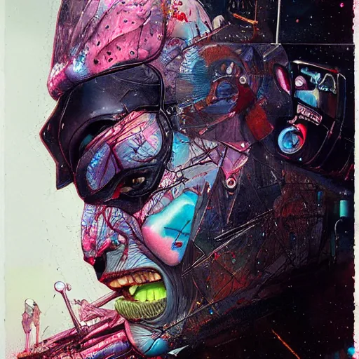 Image similar to dream portrait of Batman, cameras, melting ,8k,by tristan eaton,Stanley Artgermm,Tom Bagshaw,Greg Rutkowski,Carne Griffiths, Ayami Kojima, Beksinski, Giger,trending on DeviantArt,face enhance,hyper detailed,minimalist,cybernetic, android, blade runner,full of colour