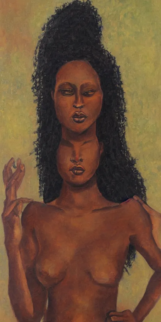 Prompt: A Black woman Goddess, oil Painting