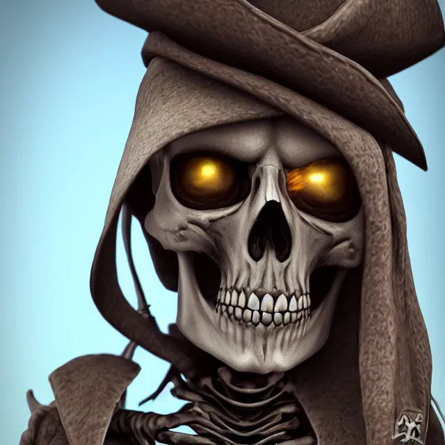 Image similar to perfectly centered close up portrait, skeleton pirate, highly detailed, character concept, unreal engine 5, candid photography, by anne stokes