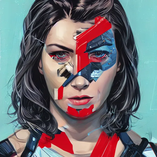 Image similar to portrait of a female android, by MARVEL comics and Sandra Chevrier, 8k