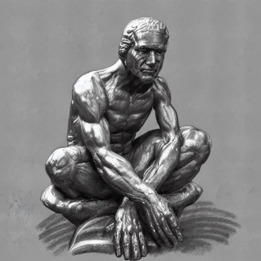 Prompt: scratch sketch, The thinker sculpture, in the style of William Bartram with mushrooms and peyote at the base, high detail, b&w,