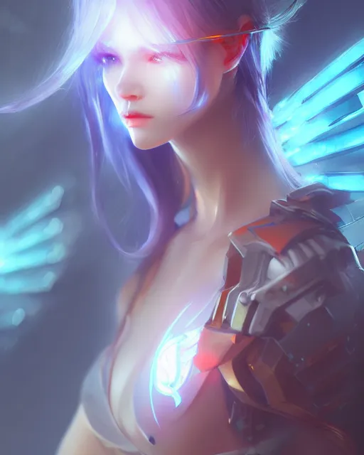 Image similar to fantasy cyber art by wlop wang ling, artstationhd