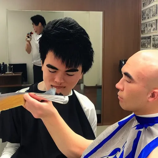 Image similar to gohan getting his haircut