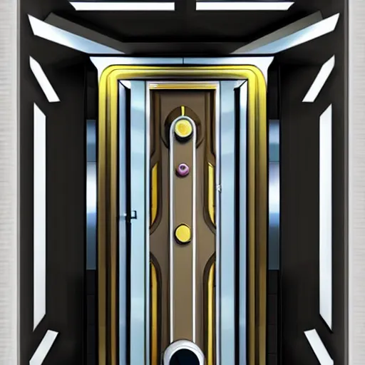 Image similar to hyper realistic art - deco sci - fi door