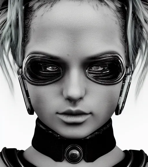 Image similar to detailed realistic female character cyberpunk wearing thick steel collar around neck, realistic, art, beautiful, 4K, collar, choker, collar around neck, punk, artstation, detailed, female, woman, choker, cyberpunk, neon, punk, collar, choker, collar around neck, thick collar, tight around neck, punk,