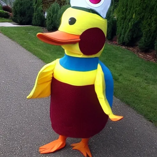 Prompt: a duck costume, craigslist photo