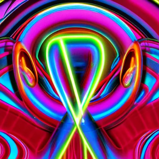 Image similar to nineteen eighties airbrushed portrait of a chrome mobius strip, magazine illustration, vintage, airbrush, bright colors, stylized, neon, retro, science, omni, high detail