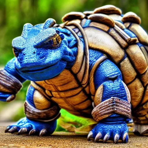 Image similar to national geographic photo of blastoise, pokemon in the wild, intricate, portrait, 8 k highly professionally detailed, hdr, award winning