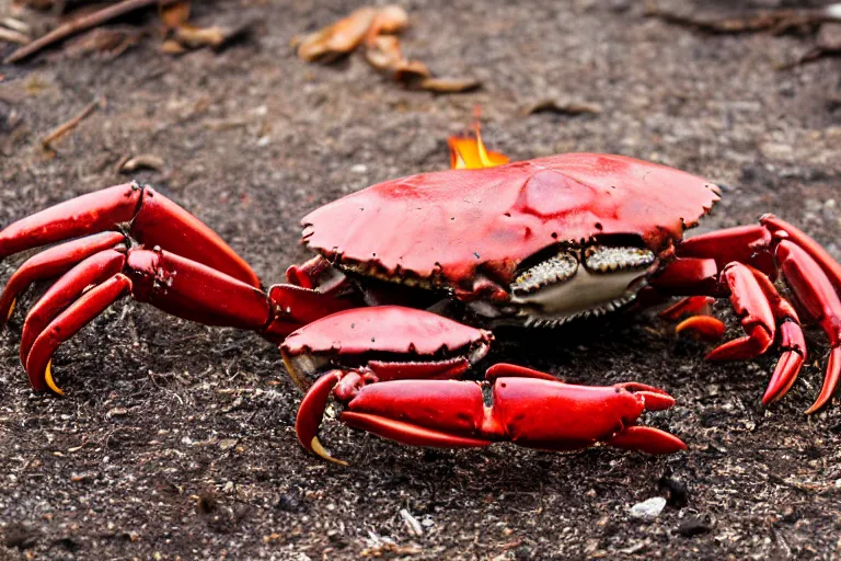 Prompt: crab - cosplay, in 2 0 1 2, bathed in the the glow of a fire, royalcore, crabcore, low - light photograph, photography by tyler mitchell