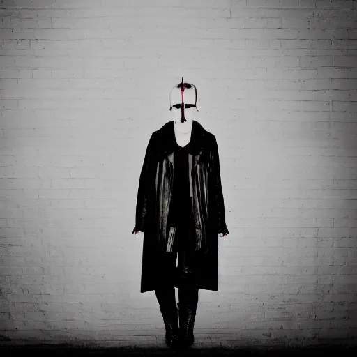 Image similar to music album cover artwork for an industrial electro song goth, black, red, offwhite, grainy, bleak