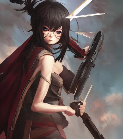 AI Art: Anime girl with a sword by @Dark07