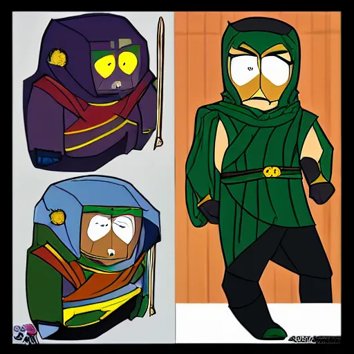 Image similar to loki drawn in style of south park