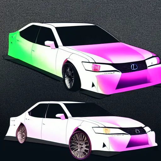 Prompt: tokyo vaporwave lexus ct 2 0 0 h origami neon signs raining, hyper realisitic