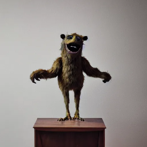 Prompt: a high quality photograph of a taxidermied monster